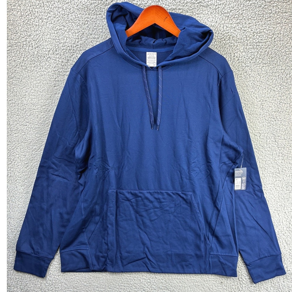 Jockey Performance Fleece Pullover Hoodie Mens XL Blue Athleisure Active NWT